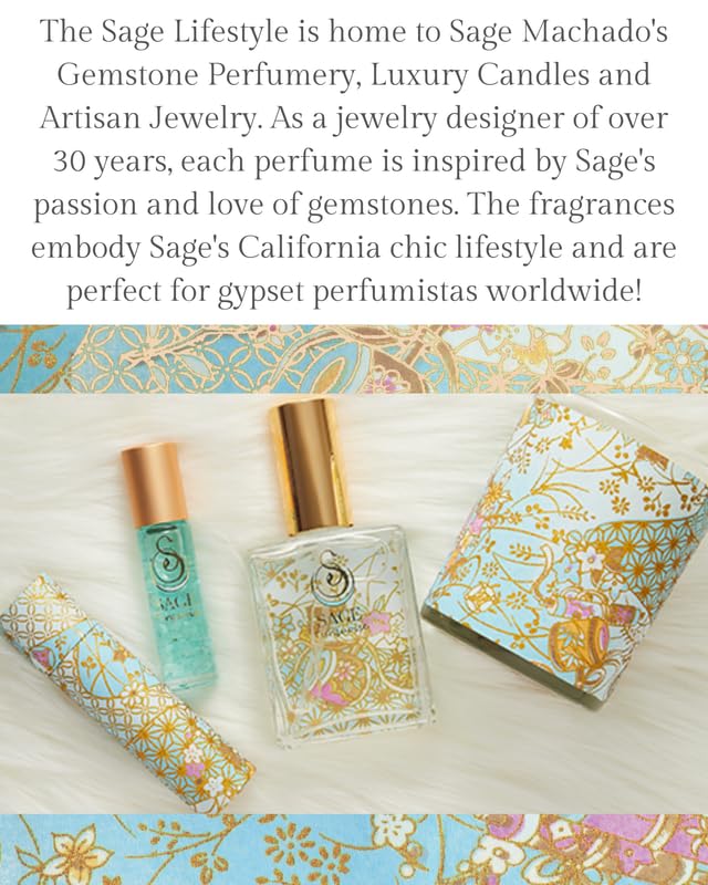 The Sage Lifestyle Turquoise Luxury Spray, Grapefruit, Sandalwood, White Musk, Perfume for Women, Long Lasting, Clean Skin Fragrance, Artisan, Summer, Beach, Parfum, 2 oz, Travel Perfume, Made in USA