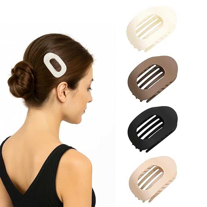 4 Pack Flat Hair Claw Clips for Women Nonslip French Hair Clips for Thick, Thin, Long, or Short Hair Tortoise Shell Comfortable & Strong Hold for Daily Wear, Weddings