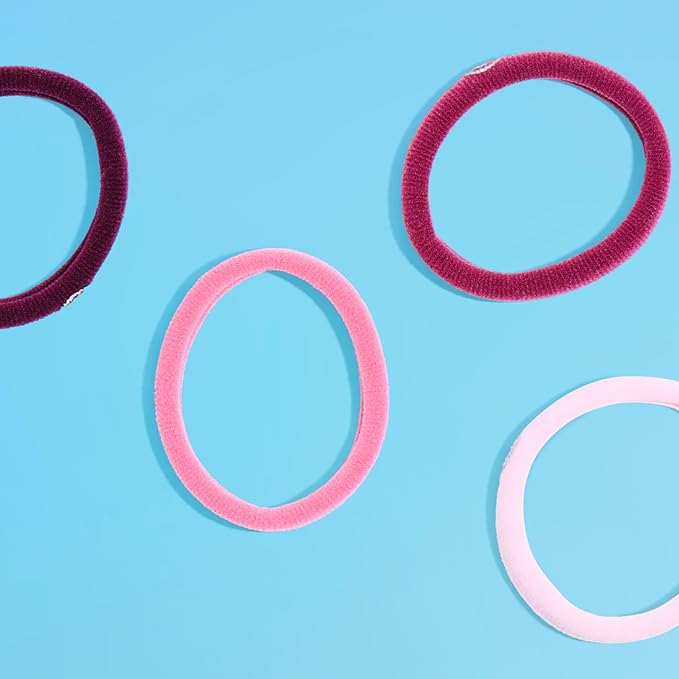 Gimme Beauty Medium Hair Bands Seamless Nylon - Low Profile Hair Accessory - Snag Free Tie for Firm, Lasting Hold - Soft, Non-Slip Ponytail Holder for Women - Pink, Burgundy, & Blonde, 12 Pack