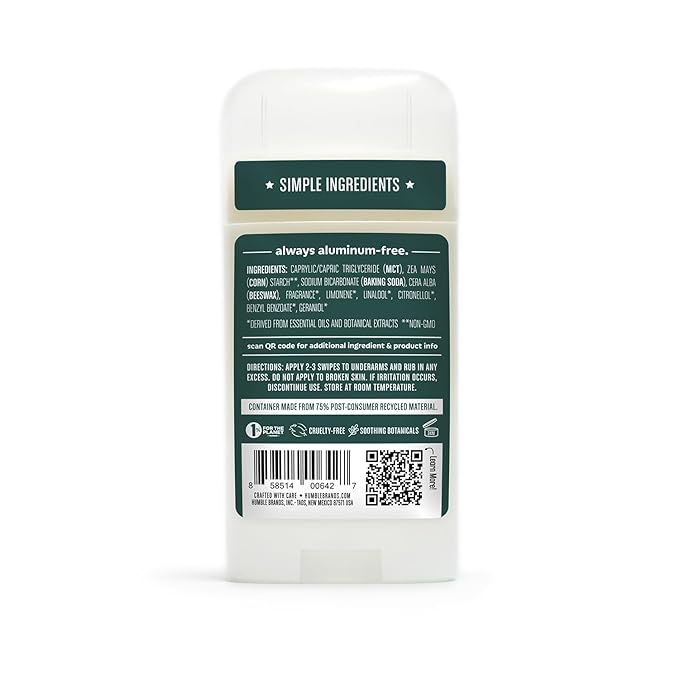 HUMBLE BRANDS Original Formula Aluminum-free Deodorant, Earthy & Grounded, Texas Cedarwood, Palo Santo, Black Spruce, Pack of 3