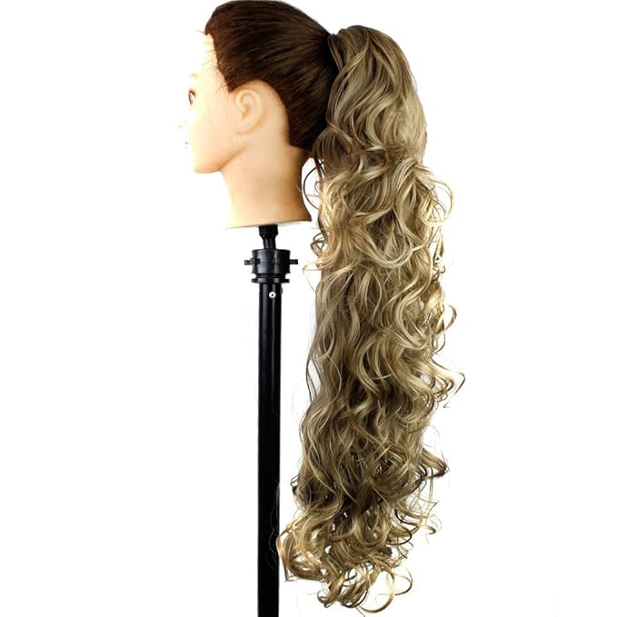 S-ssoy 31"(78cm) Women's Curly Pony Tail Hair Piece Synthetic Claw Clip Ponytail Wavy Long Curled in Hair Extension Extensions Long/Voluminous Wig Hairpieces for Women Girls Lady,16M18#