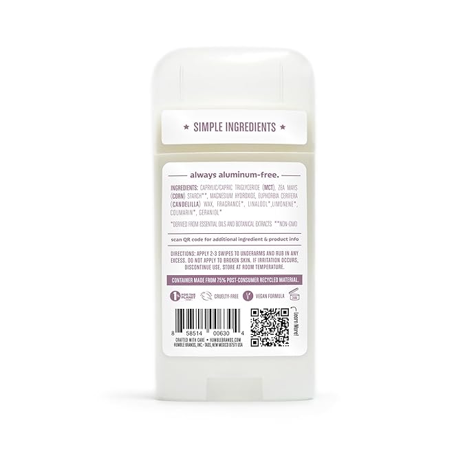 HUMBLE BRANDS Aluminum-Free Deodorant, Vegan and Cruelty- free, Formulated for Sensitive Skin, Simple & Sensitive, Vegan Lavender, Vegan Rose, Vegan Unscented), Pack of 3