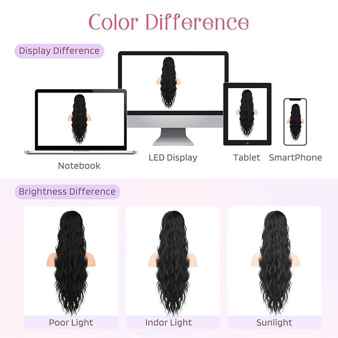 HOOJIH Ponytail Extension, Drawstring Ponytail Hair Extensions 26 Inch Long Curly Wavy Ponytail Natural Wavy Synthetic Hairpiece for Women Daily Use - Light Golden Blonde with White Blonde