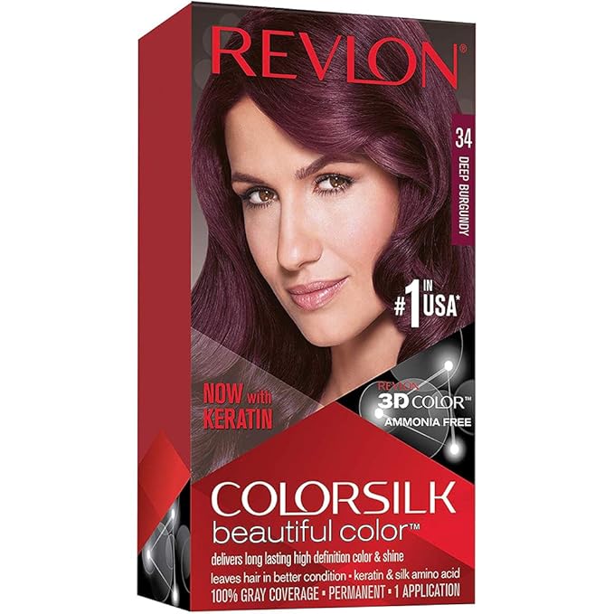 REVLON Colorsilk Beautiful Color for Unisex 34 Burgundy, DEEP BURGUNDY-34, 1 Count
