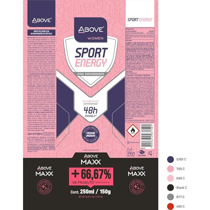 ABOVE Deodorant Women Spray, Sport Energy MAXX 48 Hours -Protects Against Sweat & Body Odor - Dry Anti Perspirant Women Spray, Instant Freshness - Alcohol Free - 5.29 oz (4 Pack)