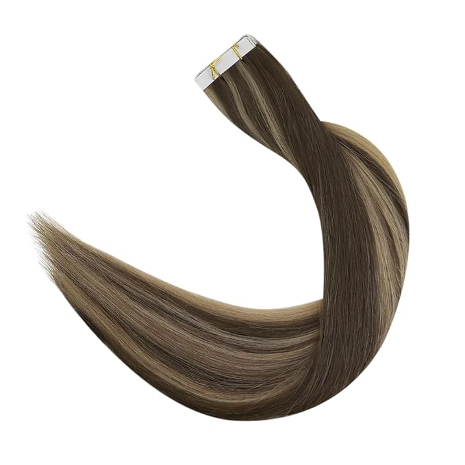Full Shine Intact Tape in Hair Extensions Human Hair Color BM Machine Remy Tape in Extensions 25Gram Seamless Skin Weft Tape Hair Extensions 22 Inch Injection Virgin Tape Extensions 10Pcs