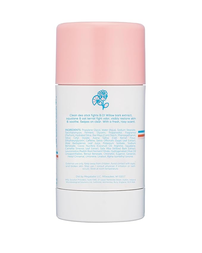 Megababe Daily Deodorant - Rosy Pits with 72 hour Odor Protection | Holiday Gifts for Women | Aluminum-Free, Clear & Clean | Fresh rose scent | 2.6 oz