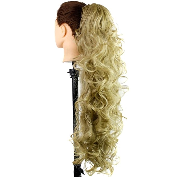 S_SSOY 31"(78cm) Women's Curly Pony Tail Hair Piece Synthetic Claw Clip Ponytail Wavy Long Curled in Hair Extension Extensions Long/Voluminous Wig Hairpieces for Women Girls Lady,24#