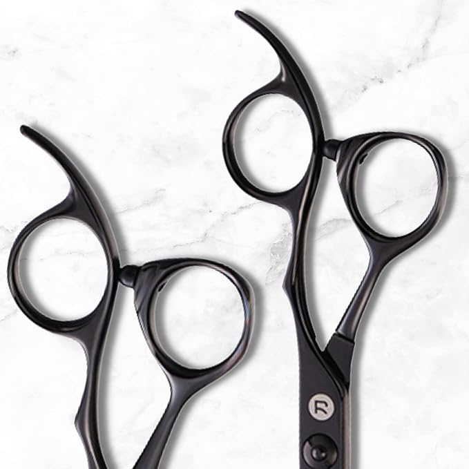 Saki Shears Katana Set of Professional Japanese Hair Shears with Black Finish - 6 Inches - Includes Cutting and Thinning Shears