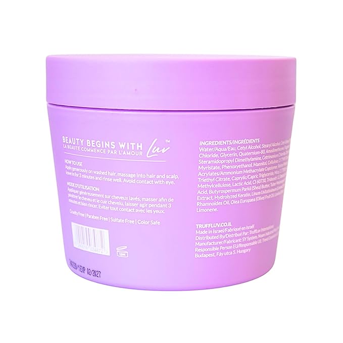 TruffLuv Truffle Purple Mask - Hair Mask for Damage - Deep Hydration Hair Moisturizer with Shea Butter, Linseed and Olive Oils - 17 oz