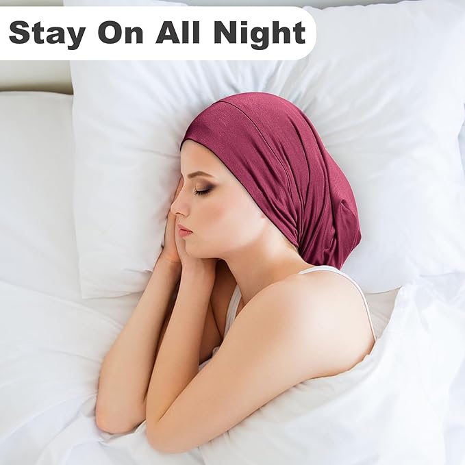 Sleep Cap Bonnet for Sleeping Black Women Men, Adjustable Cooling Lining Bonnets for Curly Hair Wrap Braids Beanie Night Hat