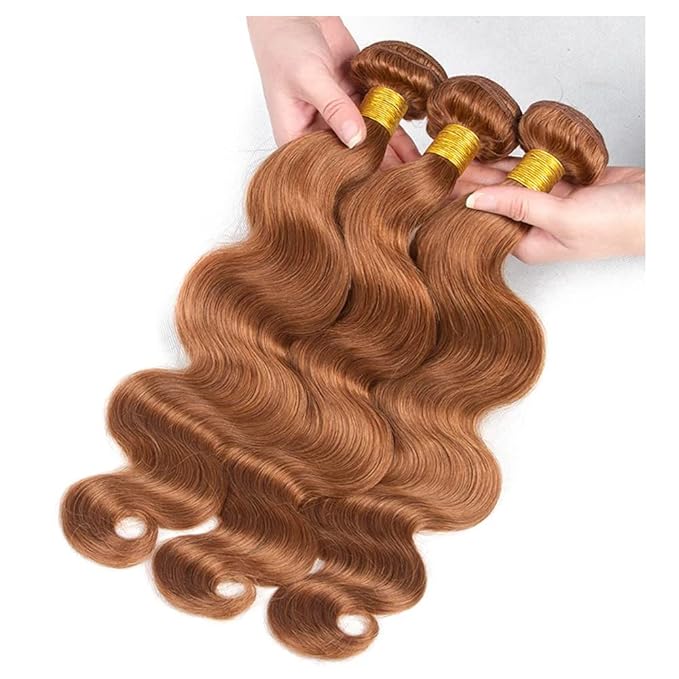 Light Brown Bundles Human Hair Color #30 Body Wave Bundles Mixed Length 3 Bundles 28 30 32 Inch 8A Brazilian Virgin Remy Hair Extensions