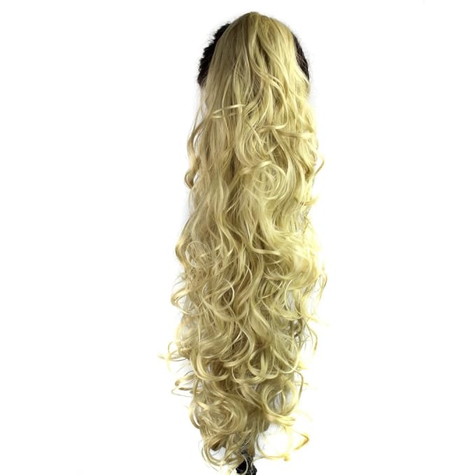 S-ssoy 31"(78cm) Women's Curly Pony Tail Hair Piece Synthetic Claw Clip Ponytail Wavy Long Curled in Hair Extension Extensions Long/Voluminous Wig Hairpieces for Women Girls Lady, 24B-613#