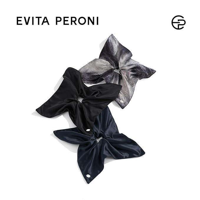 EVITA PERONI Hair Scrunchies for Women, Polyester and Acetate Hair Ties, Silky Smooth No-Damage Hair Bands, Gentle Elastic Ponytail Hold for Women Girls (Navy Blue)