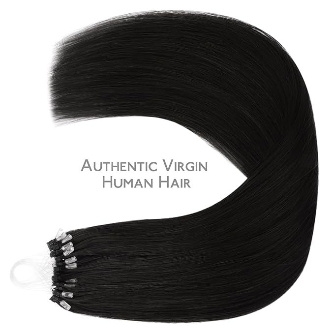 WENNALIFE Microlink Hair Extensions Human Hair, 50g 50s 24 Inch Natural Black Remy Micro Bead Hair Extensions Real Human Hair Micro Link Micro Loop Micro Ring Hair Extensions Straight Microlinks