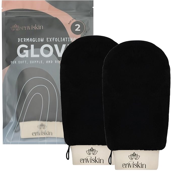 Dermaglow Deep Exfoliating Gloves- (Pack of 2, Black)