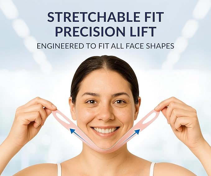 Stylia V Line Lifting Collagen Mask - Lift, Firm & Contour Jawline - Double Chin Reducer Strap with Hyaluronic Acid & Aloe - Neck Tightening and Lifting Mask - Jawline Shaper Face Lift Tape (7PC)