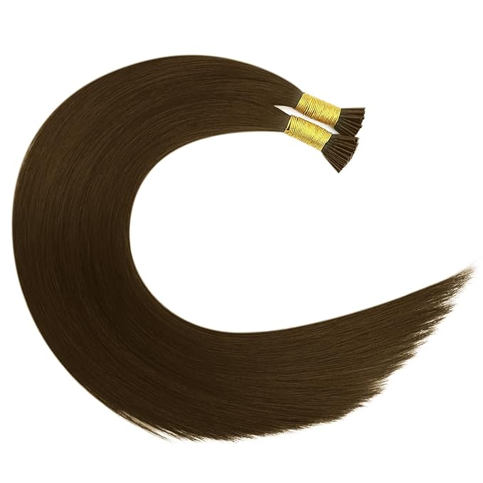 Full Shine I Tip Hair Extensions Human Hair 18 Inch Medium Brown 40 Grams Itip Human Hair Extensions Soft Straight Remy Hair Prebonded Extensions for Women add Length