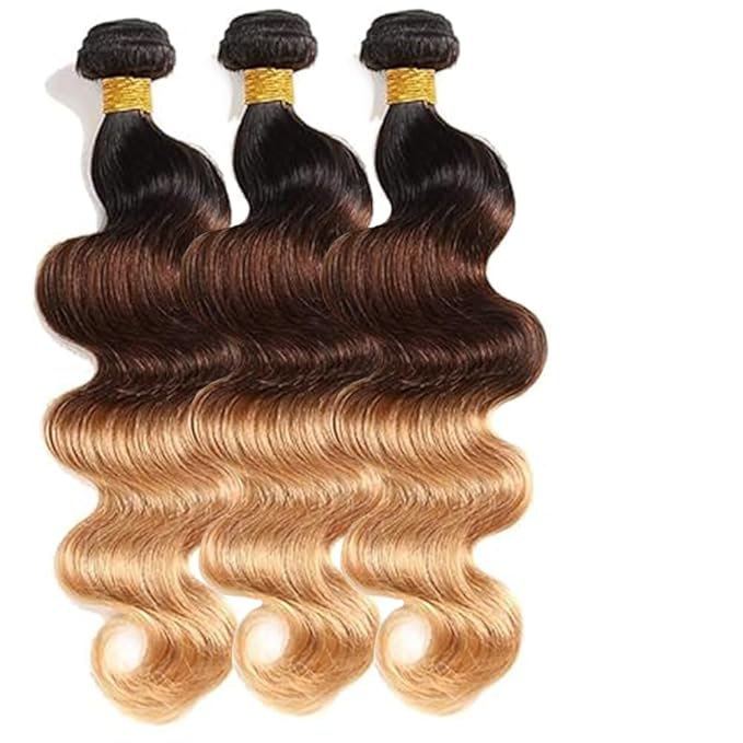 Blonde Bundles Human Hair 4/27 Body Wave Bundle Ombre Body Wave Bundle Three Tone Human Hair 3 Bundles 20 22 24 Inch 8A Peruvian Hair Extensions
