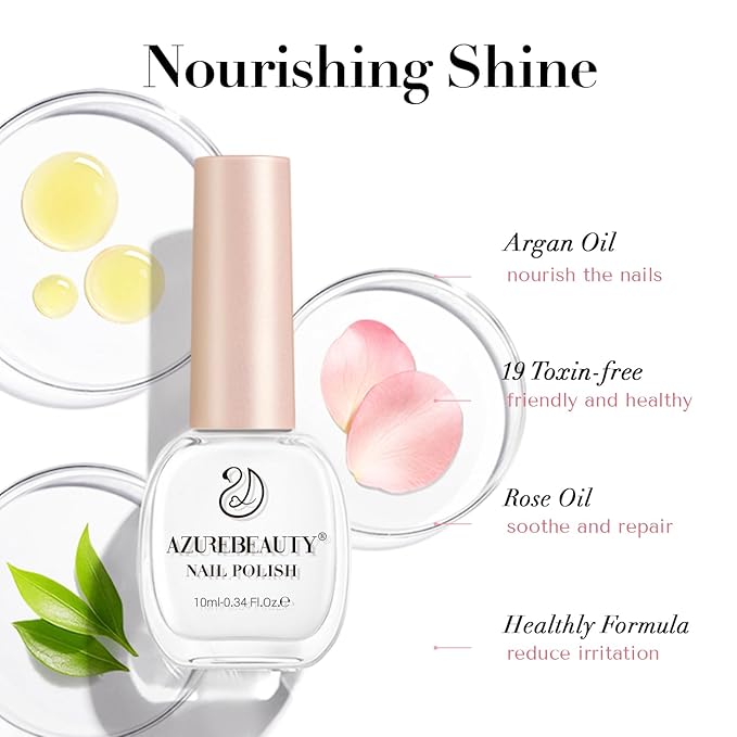 AZUREBEAUTY Warm White Nail Polish – Quick Dry, Long-Lasting, Natural Glossy Finish for DIY Manicure & Nail Art, Salon Quality, 10ml for Women