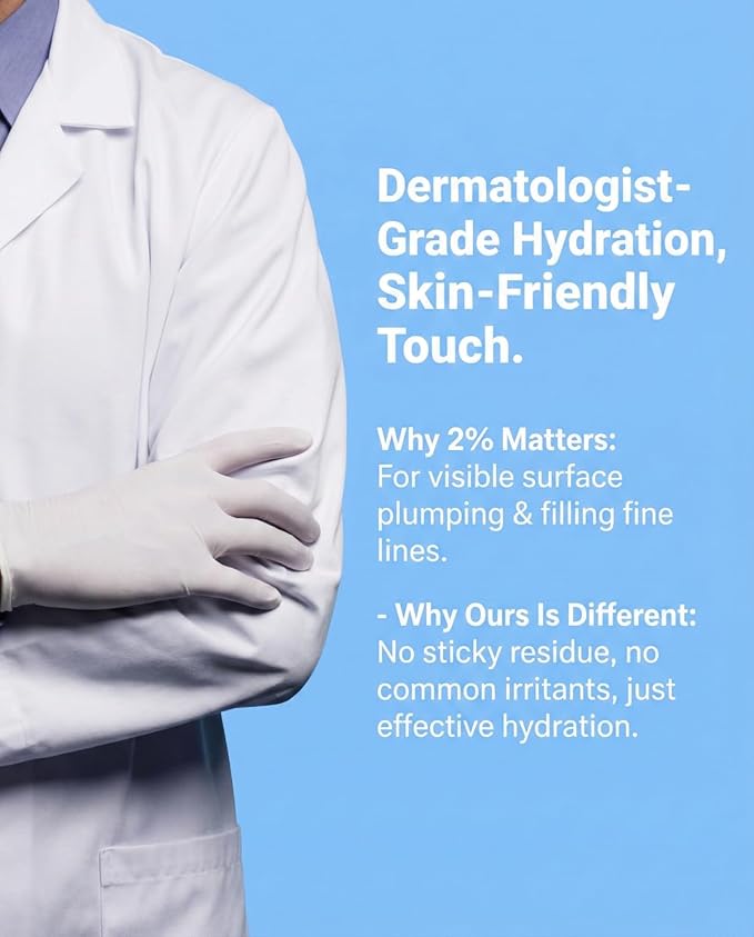 Hyaluronic Acid Serum - Dermatologist Developed for Weightless Hydration - Hyaluronic Acid 2% & Na-PCA 1% Serum For All Skin Types - 1 Fl Oz