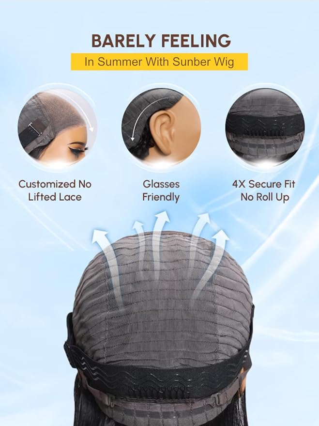 Sunber Bye Bye Knots 7x5 Lace Front Glueless Ombre Brown Highlight Body Wave Human Hair Wigs Pre Plucked Invisible Knots Pre Everything 3S Ready to Wear Highlgiht Brown Body Wave Wig 18Inch