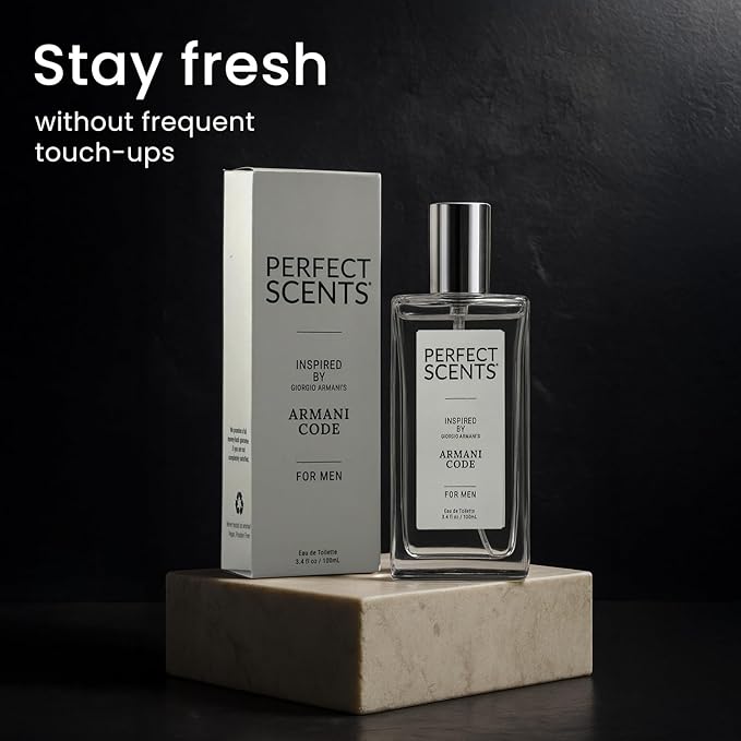 Perfect Scents Fragrances, Inspired by Giorgio Armani’s Armani Code, Men’s Eau de Toilette, CLEAN, Vegan, Paraben-Free, Phthalate-Free, Never Tested on Animals, 3.4 Fluid Ounces