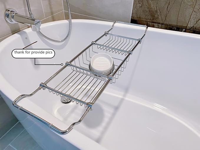 Brass Over Bathtub Racks Expandable Bath Caddy for The Elegant Tub Chrome Polished