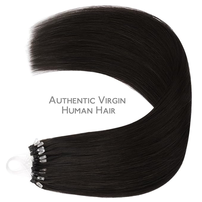 WENNALIFE Microlink Hair Extensions Human Hair, 50g 50s 24 Inch Dark Brown Remy Hair Microbead Micro Link Microloop Microring Invisible Straight Natural Fusion Installation
