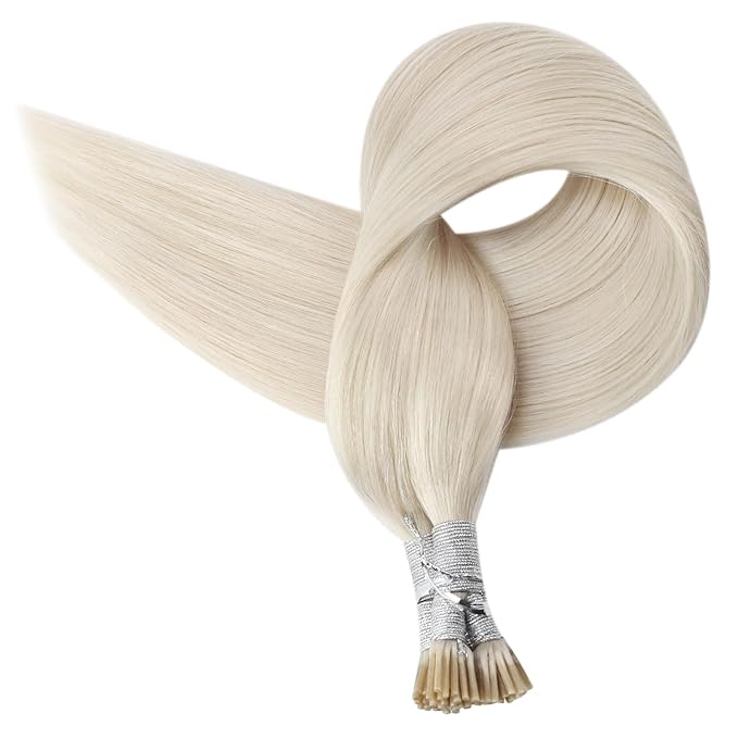 Full Shine I Tip Hair Extensions Color 1000 White Blonde Remy Hair I Tip Extensions 22 Inch Keratin Extensions Real Human Hair Blonde I Tip Human Hair Extensions 40 Grams