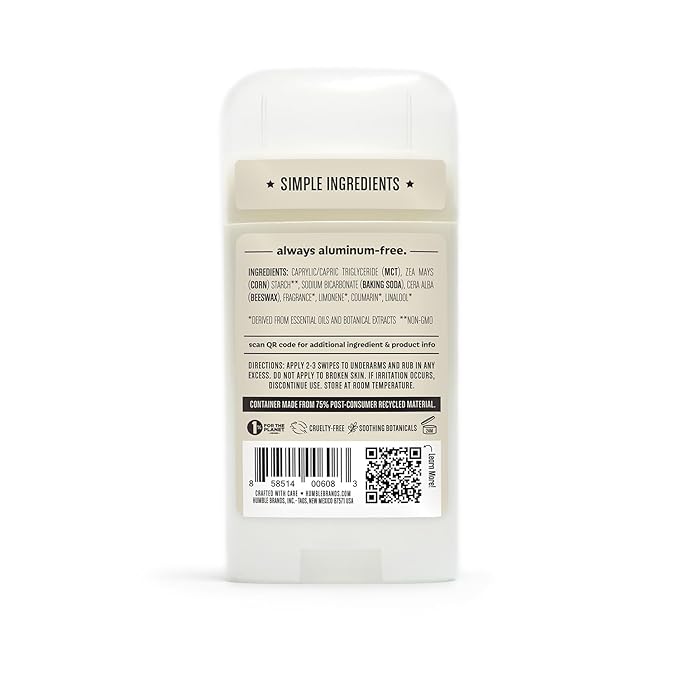 HUMBLE BRANDS Original Formula Aluminum-free Deodorant. Long Lasting Odor Control with Baking Soda and Essential Oils, Palo Santo and Frankincense, Pack of 3