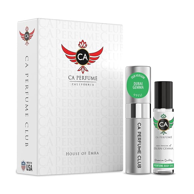 CA Perfume Impression of Dubai Gemma for Women & Men Eau De Parfum Spray Long Lasting Leather Perfume Layering Set 0.27 Fl Oz + 0.33 Fl Oz
