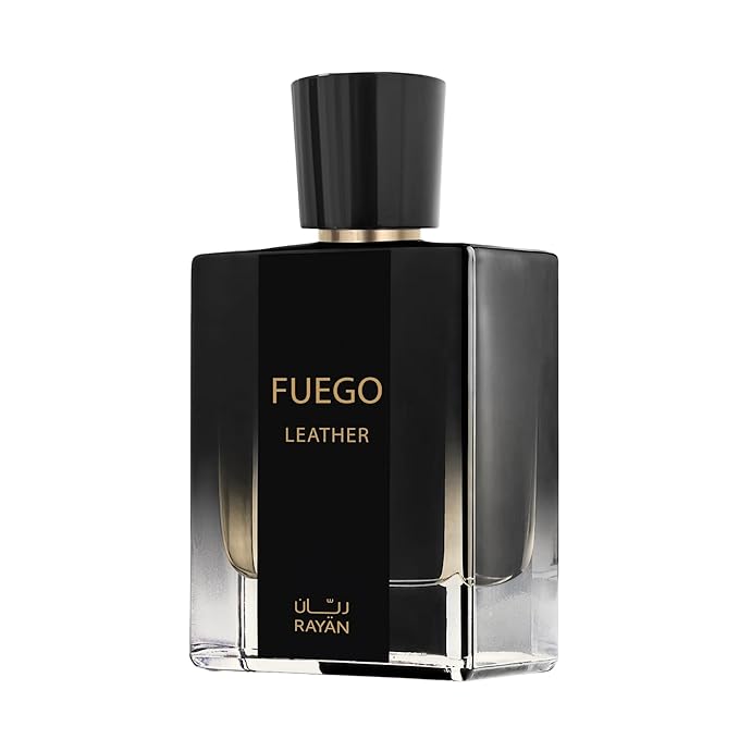 Fuego Leather Perfume for Men – Long Lasting Arabian Eau De Parfum, 100mL (3.34 Fl oz) Men Perfume with Bergamot, Lavender, Vetiver, Sandalwood & Amber - Ideal Gift for Father's Day