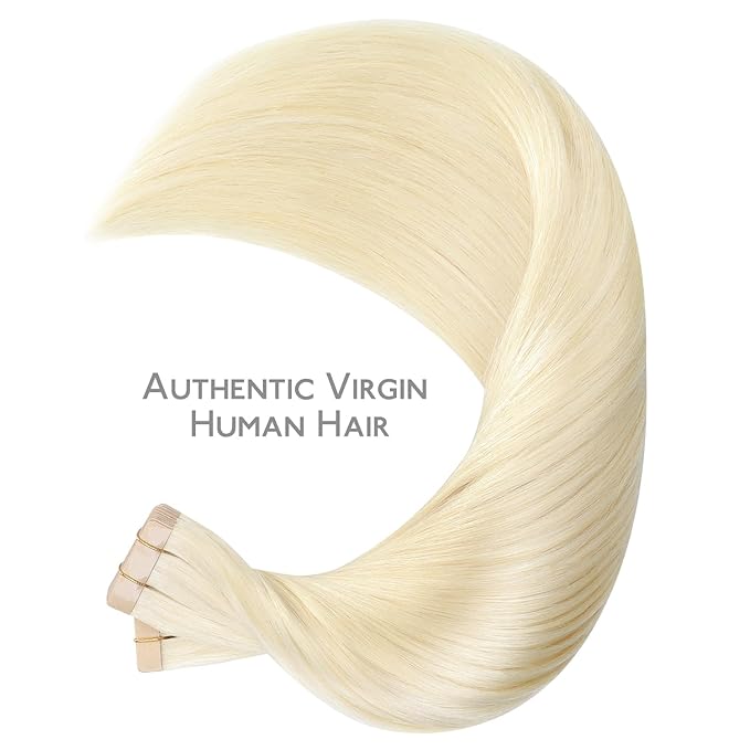 WENNALIFE Tape in Hair Extensions Human Hair, 40pcs 80g 12 inch Platinum Blonde Hair Extensions Real Human Hair Straight Tape in Extensions Invisible Human Hair Extensions Reusable Real Hair Extension