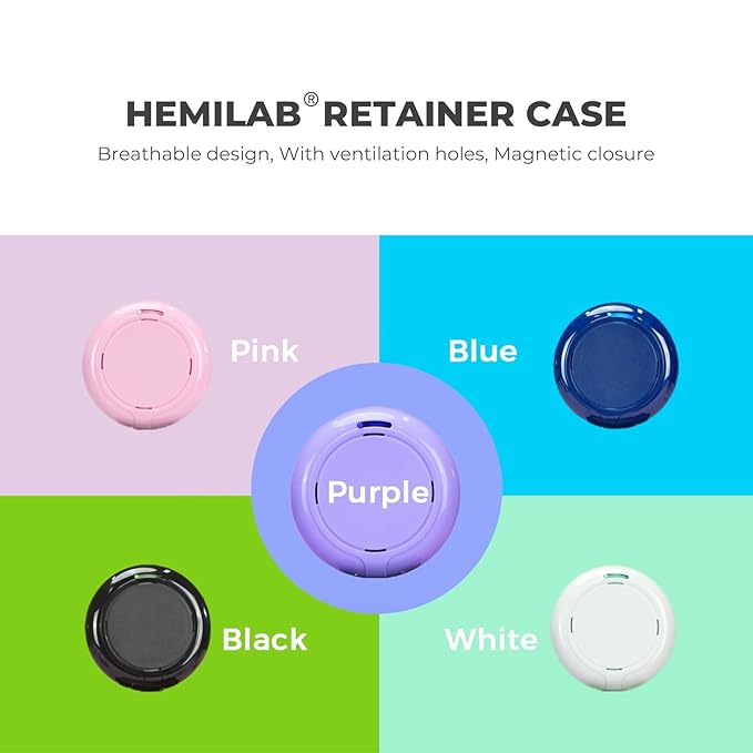 HEMILAB® Retainer Case, Slim Aligner Case with Mirror, Compatible with Invisalign, Cute Retainer Orthodontic Box with Vent Holes, Pink