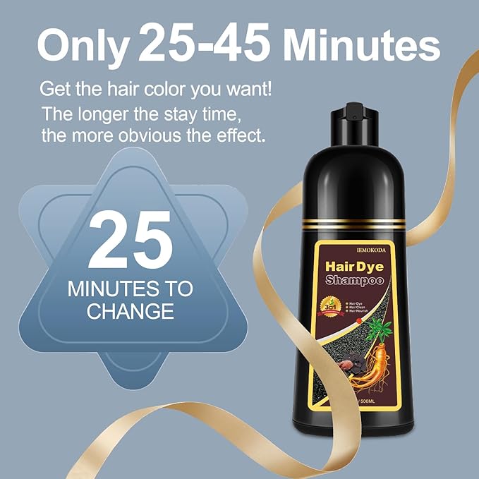 Hair Dye, Hair Dye Shampoo for Women & Men, Color Shampoo Hair Dye 16.14 Fl Oz, Safe and Natural Champu Para Canas (Black)