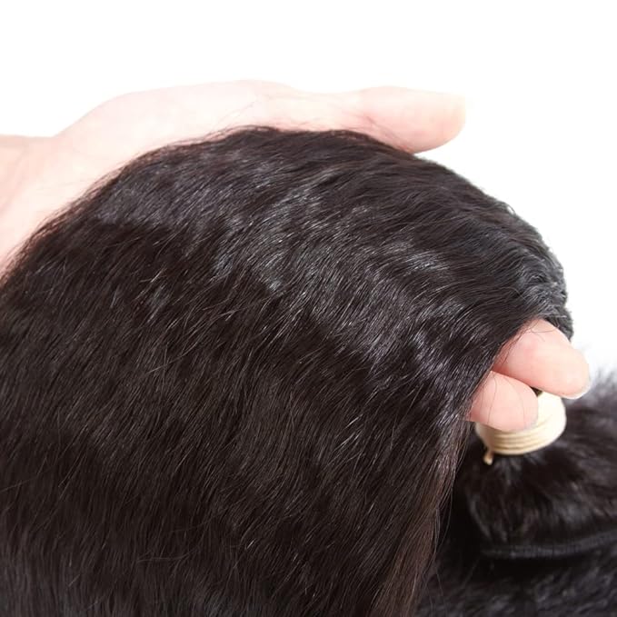 Kerriana Human Hair Bundles Kinky Straight, 22 24 26 Inch Raw 9A Remy Brazilian 100g Hair Bundles 3pcs Remy Human Hair