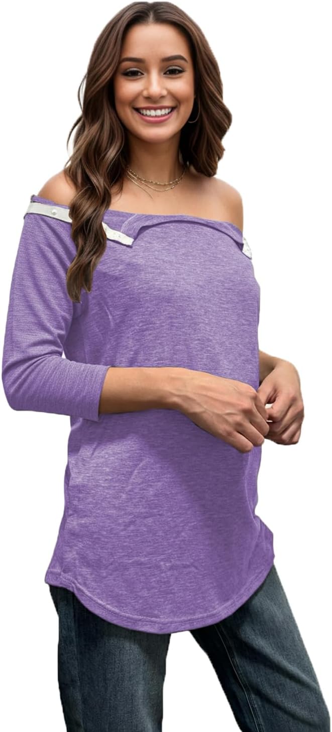 Youdiao Post Shoulder Surgery Shirts for Women Tear Away 3/4 Sleeve Tops After Rotator Cuff Chemo Port Adaptive Clothing