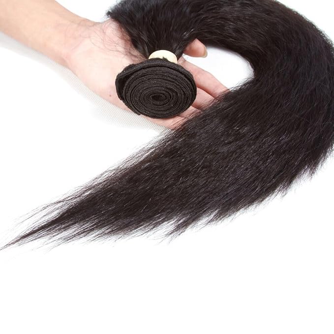 26 Inch Kinky Straight Human Hair Bundles 1pcs 26 inch Single One Natural Black Color Yaki Bundle Human Hair