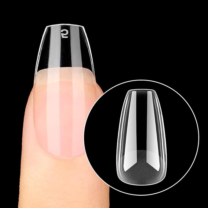 Beetles Short Coffin Nail Tips 576 PCS Half Matte Pre-shape Short Coffin Fake Nails 12 Sizes Full Cover Acrylic False Nails Nail Extension DIY Manicure Gifts for Women