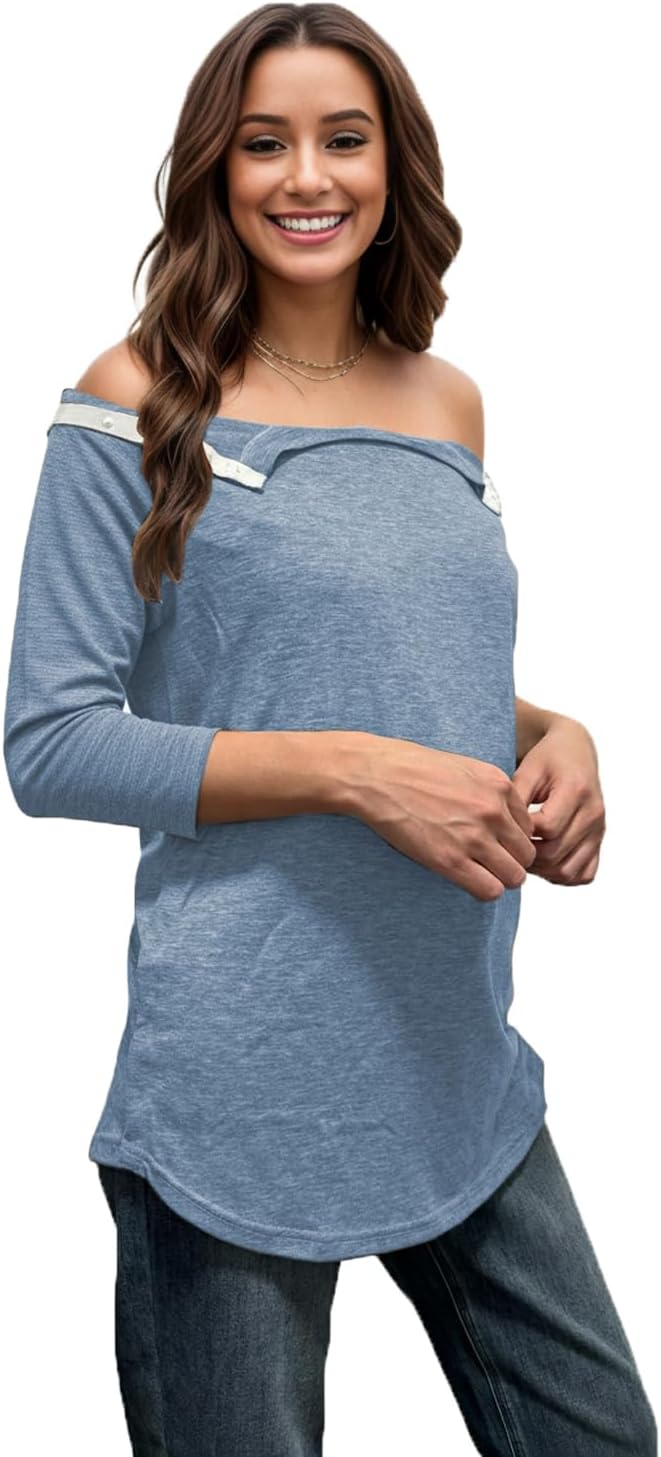Youdiao Post Shoulder Surgery Shirts for Women Tear Away 3/4 Sleeve Tops After Rotator Cuff Chemo Port Adaptive Clothing