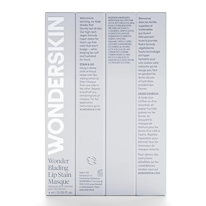 Wonderskin Wonder Blading All Day Lip Stain Peel Off Masque and Reveal Kit - Long Lasting, Waterproof Pink Lip Tint, Transfer Proof Natural Makeup Stain Kit (Sweetheart)
