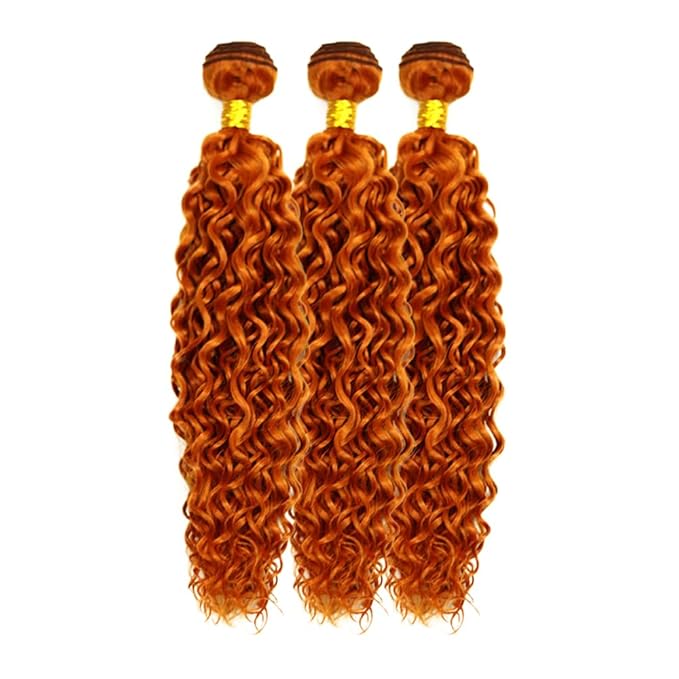 18 20 22 Inch Ginger Bundles Human Hair #350 Orange Water Wave 3 Bundle Unprocessed Brazilian virgin hair Weave Extensions Double Weft 50 Grams/Bundle Colored Ginger Bundles for Woman