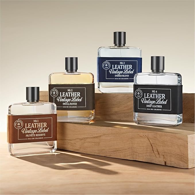 Leather No. 3 by Tru Western, Vintage Label Indigo Blend, 3.4 fl oz (100 ml), with Notes of Velvety Citrus, Blue Vetiver, Wild Lavender, and Sueded Sandalwood, Clean, Smooth, Masculine Fragrance