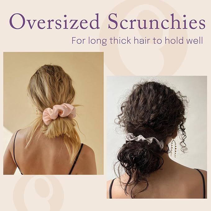 OLESILK Silk Scrunchies Oversized 100% Mulberry: Large for Women& Girls Long Thick Hair, Soft Smooth for No Damage Hair Care Sleeping