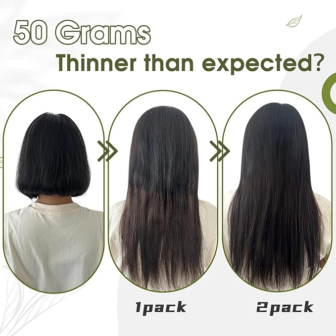 RUNATURE Dark Brown Clip in Hair Extensions Human Hair, Real Hair Clip in Extensinos for Women, Straight Human Hair Extensions Clip Ins, Soft Remy Hair 18 Inch 50g 3pcs #2 Darkest Brown