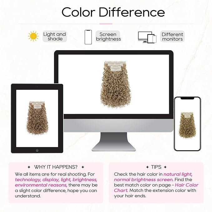 REECHO Curly Hair Extensions - 4PCS 14" GoGo Curly Clip in Hair Extensions 100% Super Protein Hairpieces with Invisible Lace Weft Silky Soft Natural Look for Women - Honey Blonde with Highlights
