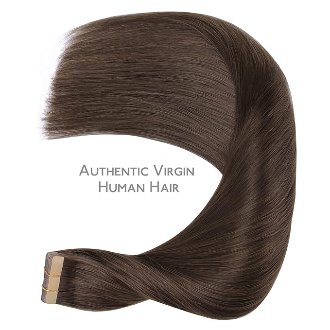 WENNALIFE Tape in Hair Extensions Human Hair, 20pcs 50g 18 inch Light Dark Brown Remy Hair Extensions Straight Human Hair Tape in Extensions Skin Weft Tape Extensions Human Hair