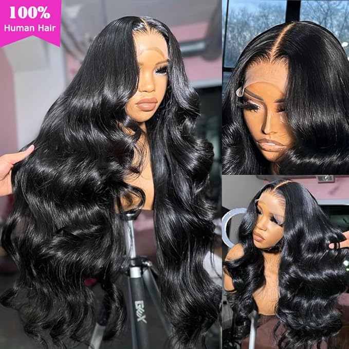 IUPin 250% Density 26 Inch 13x6 Lace Front Wigs Human Hair Body Wave Lace Front Wigs Human Hair Pre Plucked Glueless Wigs 13x6 HD Lace Frontal Wigs for Women Thick and Full