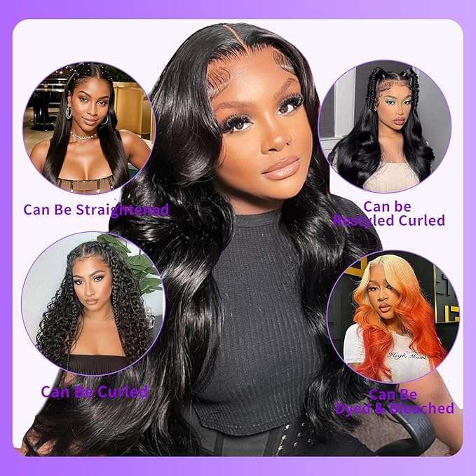 Body Wave Bundles with Closure Human Hair 18 20 22 24 + 16 Inch Brazilian Human Hair 3 Bundles with 4x4 HD Lace Closure Part 12A Grade 100% Unprocessed Virgin Hair